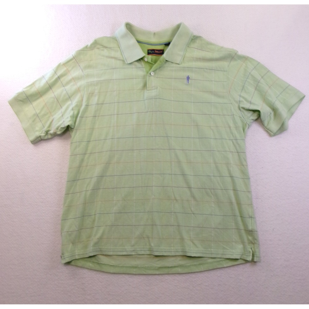 Payne‎ Stewart Mens XXL Green Plaid Cotton Pique Short Sleeve Golf Polo Shirt